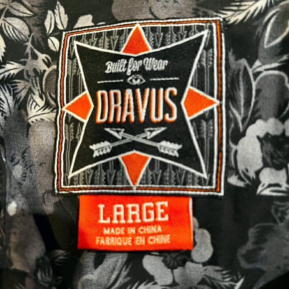 DRAVUS "Built for Wear" Gray & Black Floral Short Sleeve Button Up Men's Shirt L - Picture 6 of 8